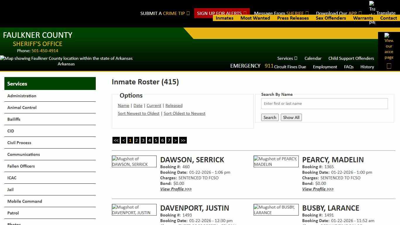 Inmate Roster - Current Inmates Booking Date Descending - Faulkner County Sheriff's Office